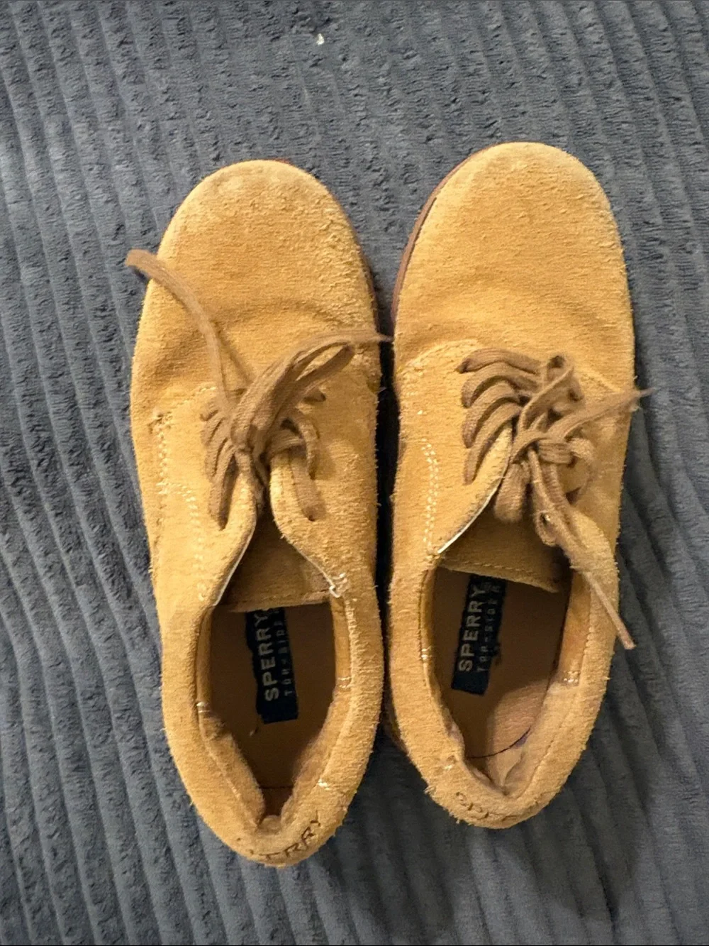 Sperry Kids Tan Suede Lace-Up Dress Shoes